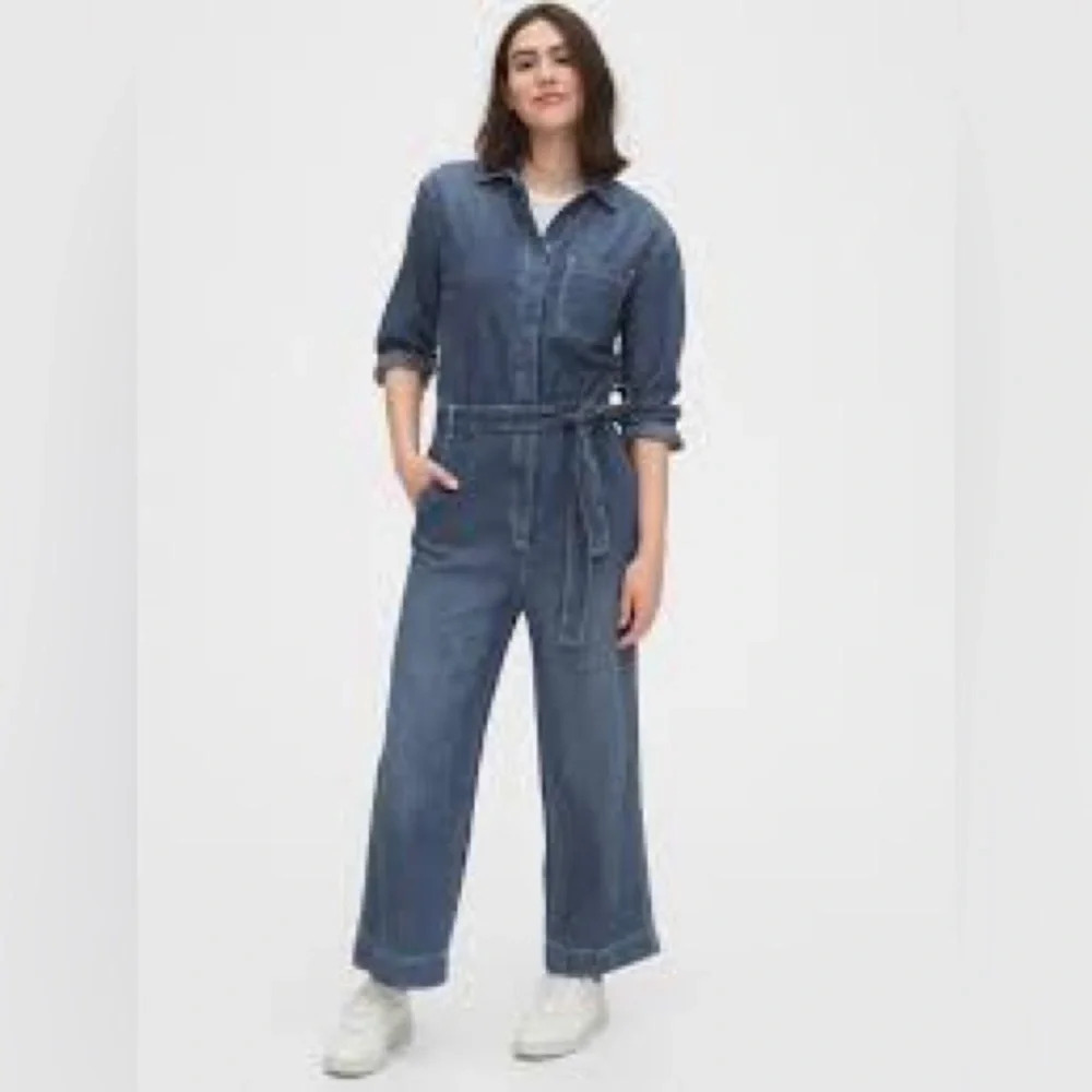 Gap Utility Denim Y2K Wide Leg Medium Indigo Jumpsuit